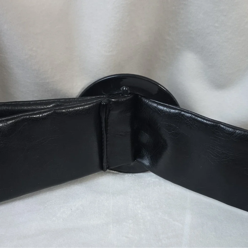 Vintage 80's women's black dress belt, wide design and a matching Buckle